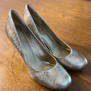 Jessica Simpson Gold Snakeskin Heels